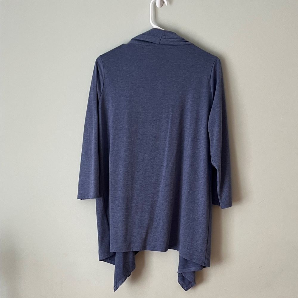 Cyrus Draped Open Front Cardigan in Denim Blue - Picture 3 of 5